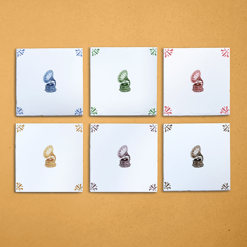 Gramophone Delft Tile