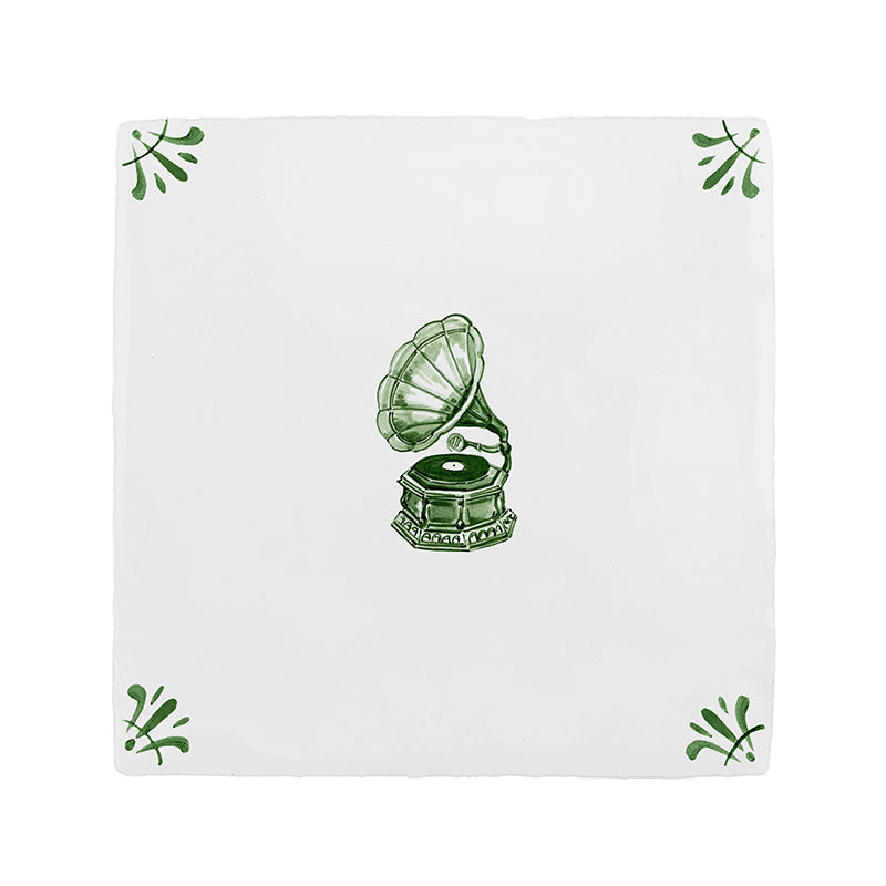 Gramophone Delft Tile