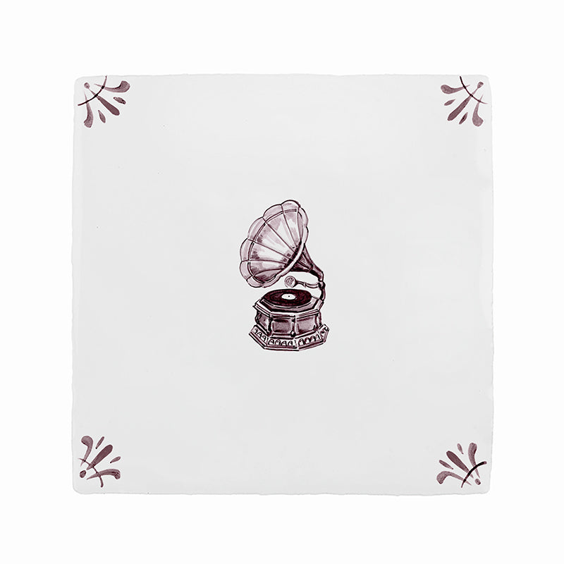 Gramophone Delft Tile