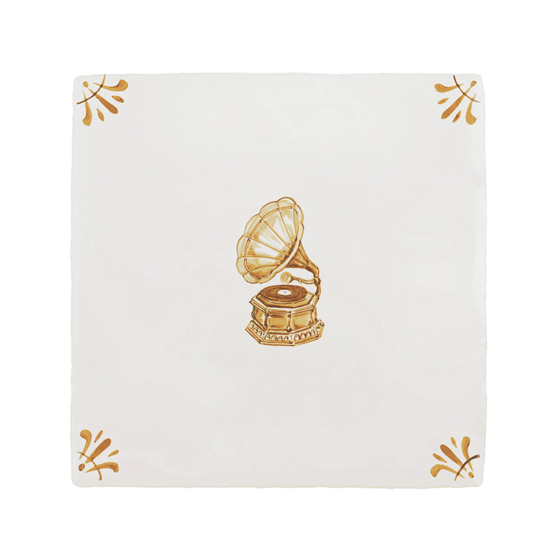 Gramophone Delft Tile
