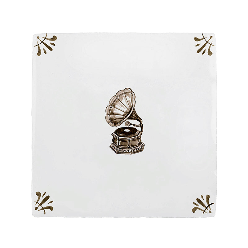 Gramophone Delft Tile