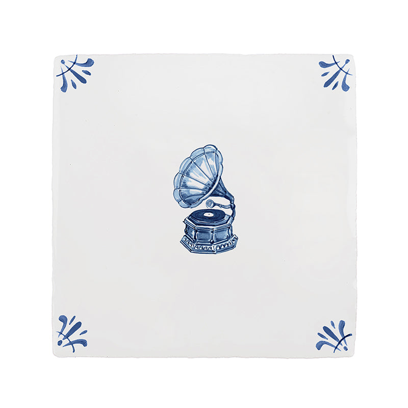 Gramophone Delft Tile