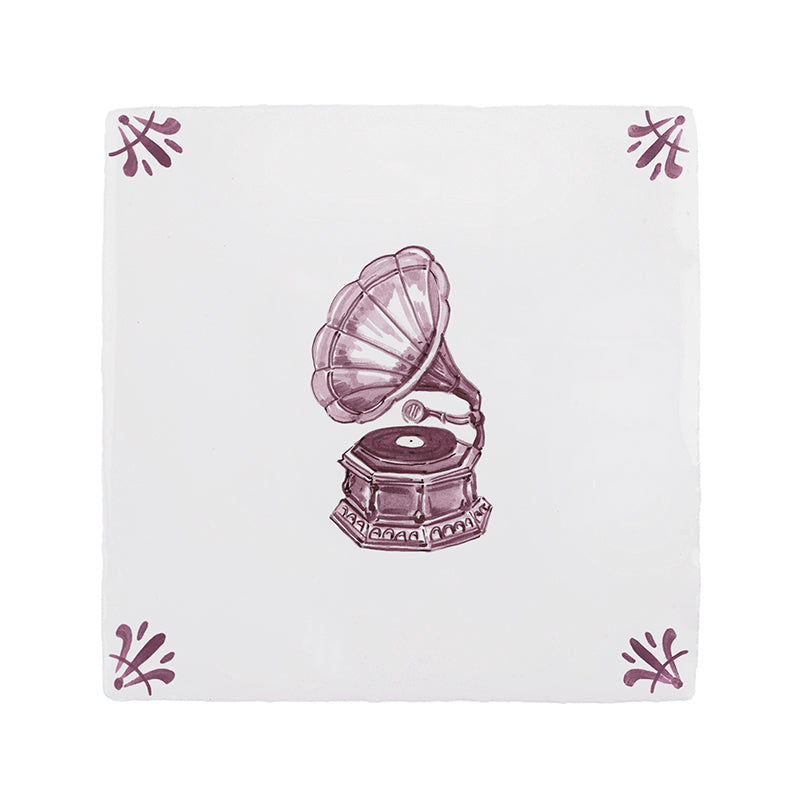 Gramophone Delft Tile