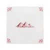 White tile with red pyramid design and border on a white background
