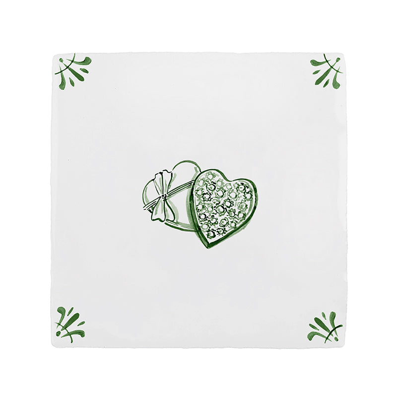 Heart Shaped Box of Chocolates Delft Tile