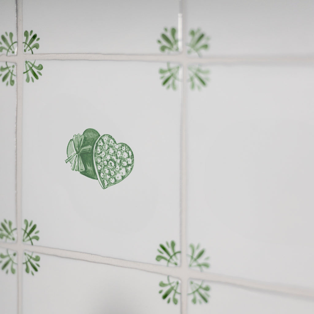 Heart Shaped Box of Chocolates Delft Tile