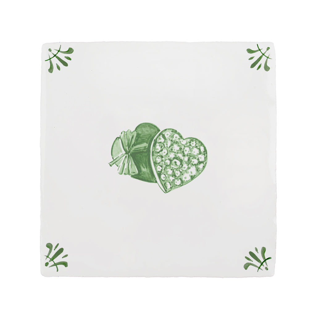 Heart Shaped Box of Chocolates Delft Tile