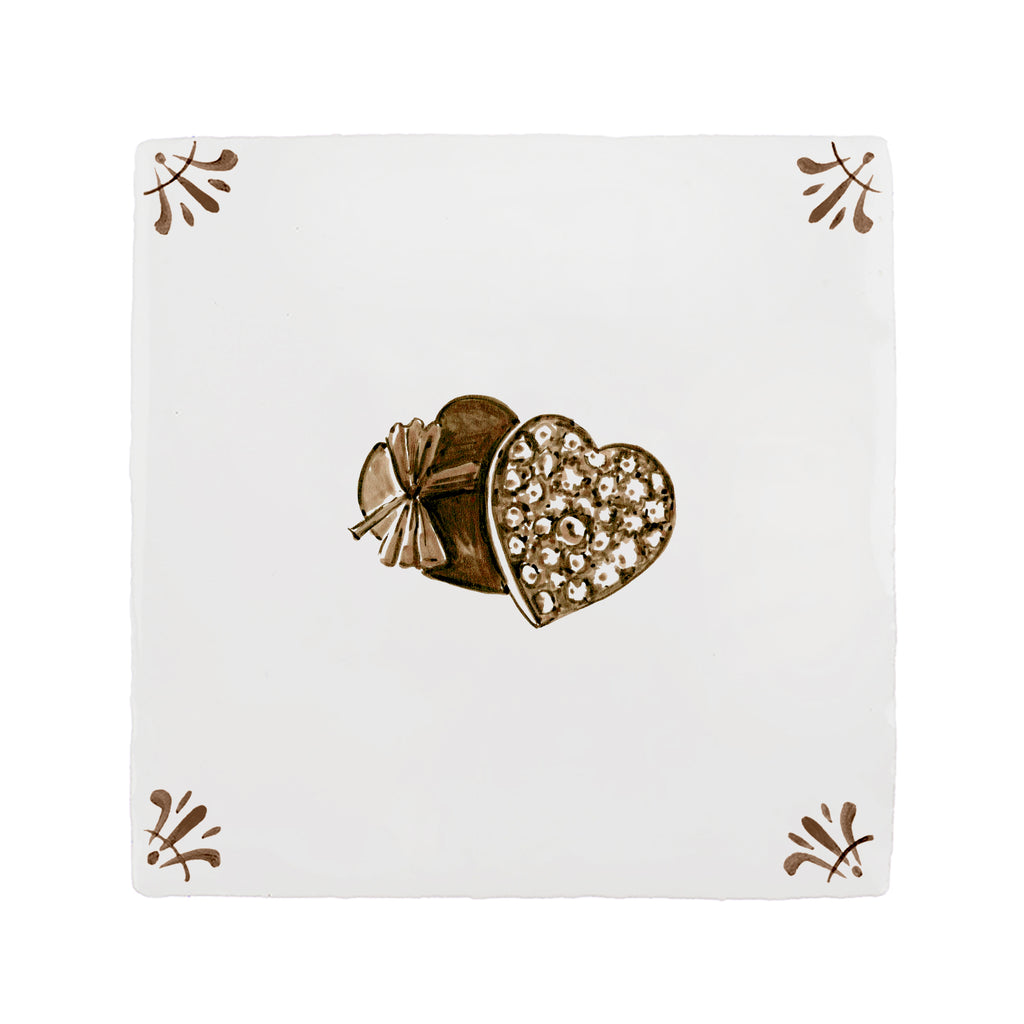 Heart Shaped Box of Chocolates Delft Tile
