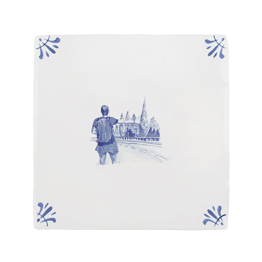 Hitch Hikers Delft Tile