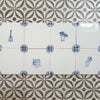 End of Line, set of 8 Delft Tiles, Petal Corners