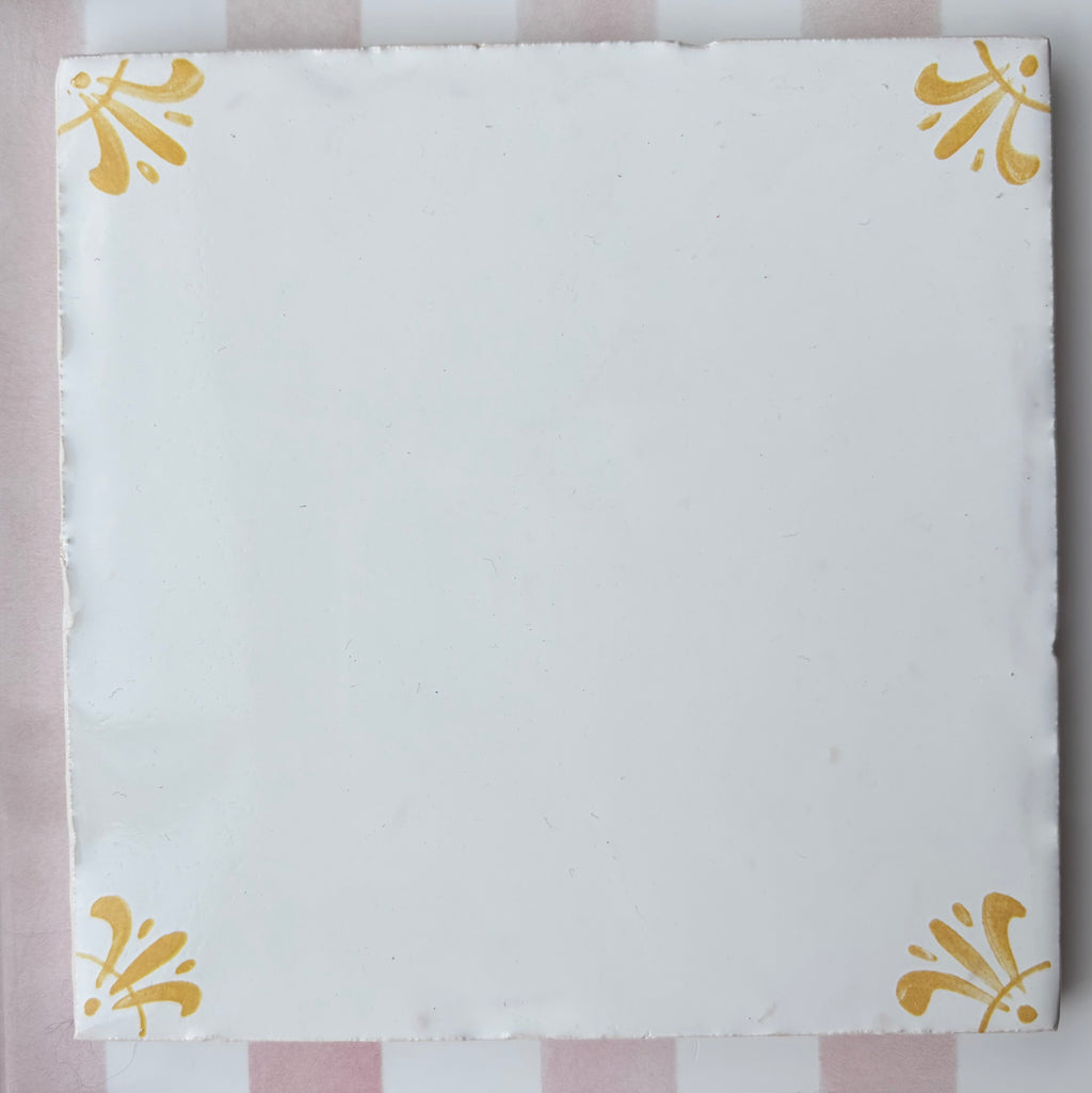 End of Line, Corners Only Delft Tile, Mustard