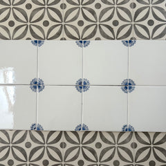 Seconds, Set of 8 Delft Tiles, Petal Corners