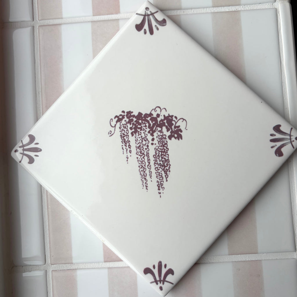 End of Line, Wisteria Delft Tile, Diagonal, Manganese