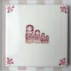 End of Line, Matryoshka Dolls Delft Tile, Crimson