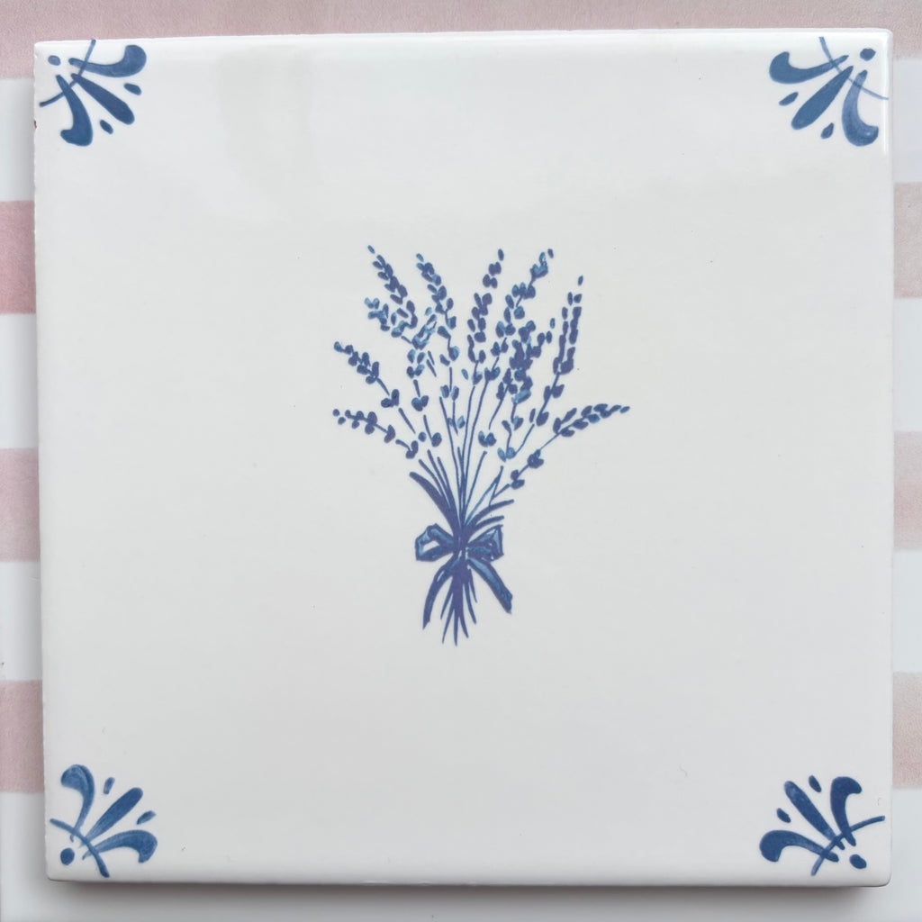 End of Line Bunch of Lavender Delft Tile, Blue