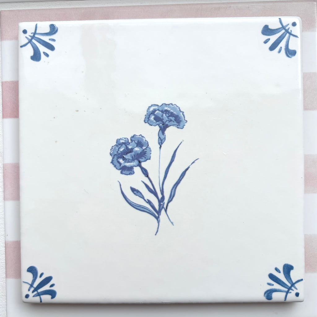 Seconds Carnation Delft Tile, Blue