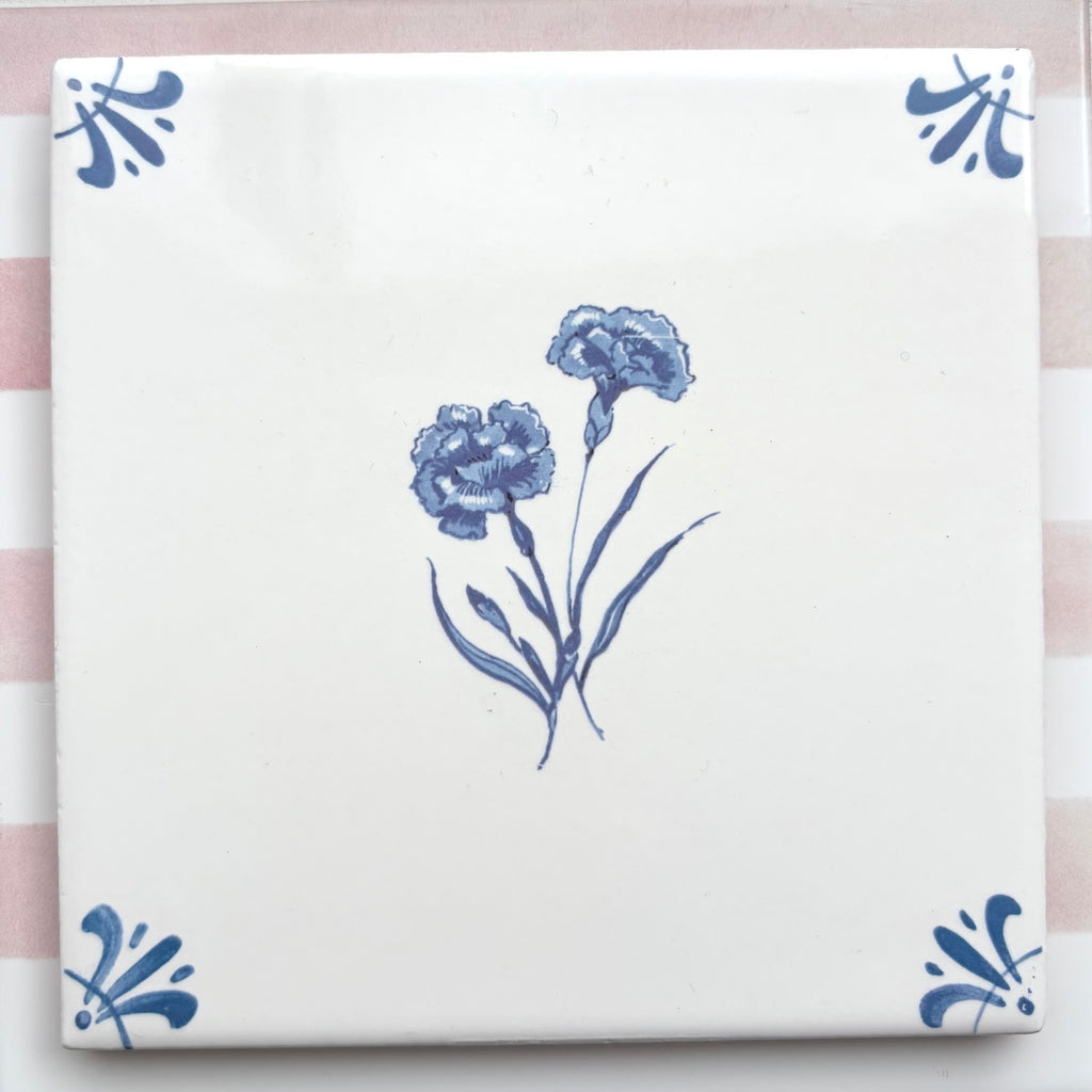 End of Line Carnation Delft Tile, Blue