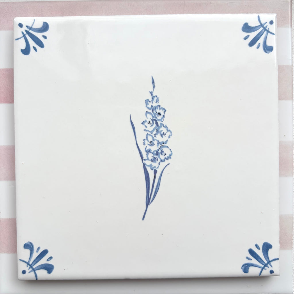 End of Line Gladioli Delft Tile, Blue