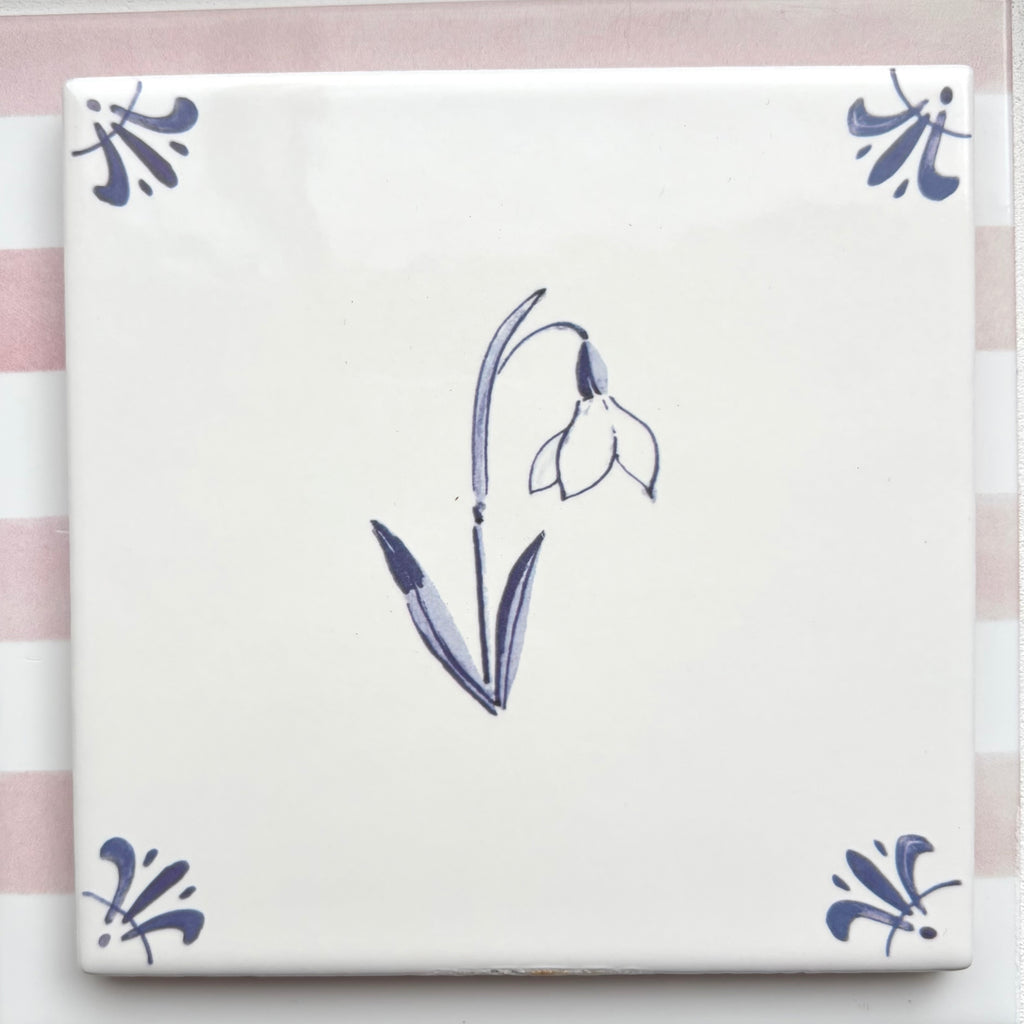 End of Line Snowdrop Delft Tile, Blue