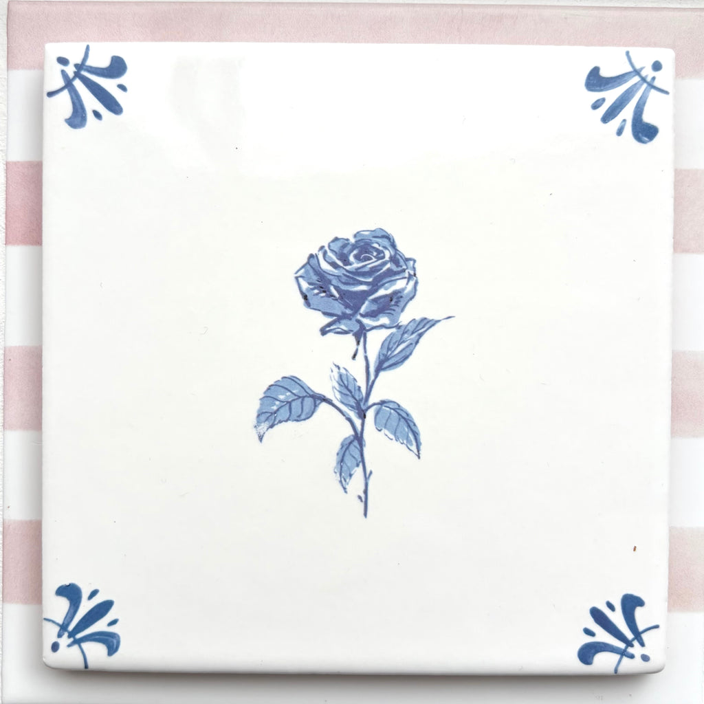 End of Line Rose Delft Tile, Blue
