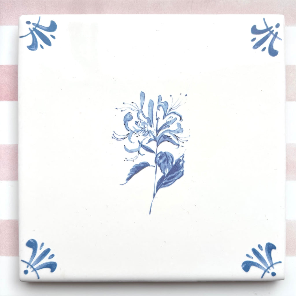 End of Line Honeysuckle Delft Tile, Blue