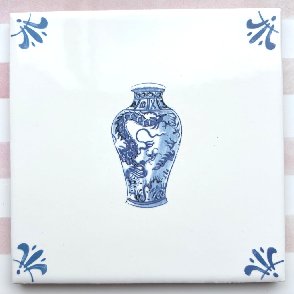 End of Line Chinese Vase Delft Tile, Blue