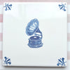 End of Line Gramophone Delft Tile, Blue