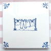 End of Line Clothes Line Delft Tile, Blue