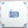 End of Line Can of Sardines Delft Tile, Blue