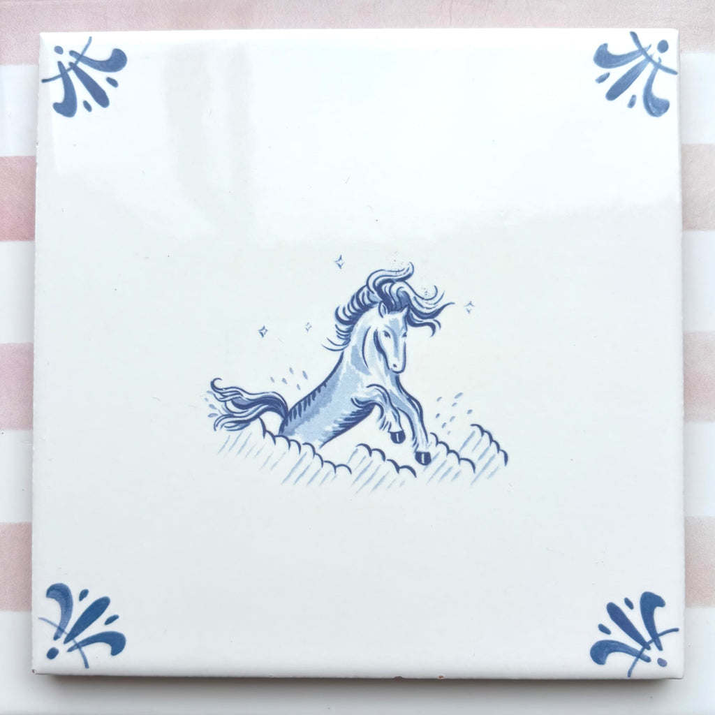 End of Line Kelpie Delft Tile, Blue