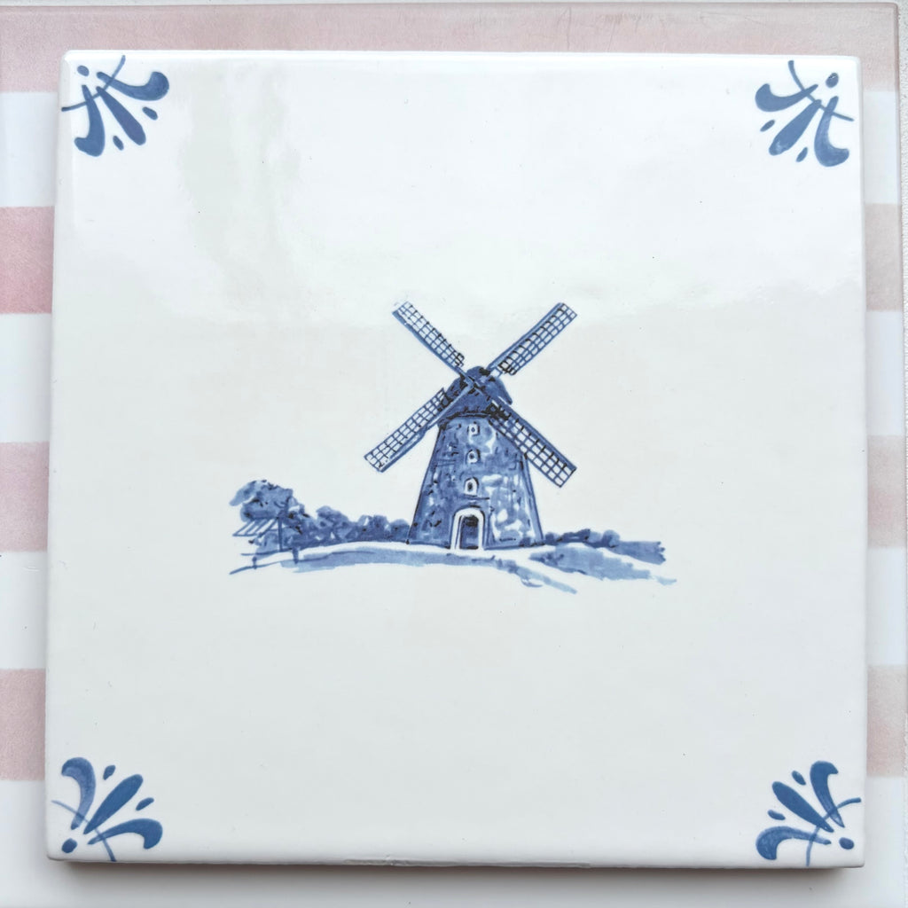 End of Line Windmill Delft Tile, Blue
