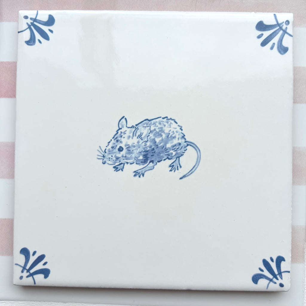 End of Line Field Mouse Delft Tile, Blue