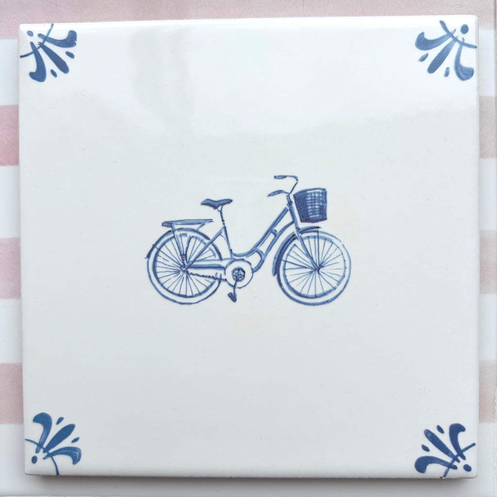 End of Line Bicycle Delft Tile, Blue