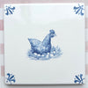 End of Line Chicken Delft Tile, Blue