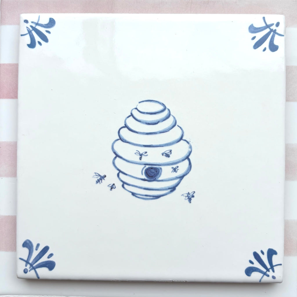 End of Line Beehive Delft Tile, Blue