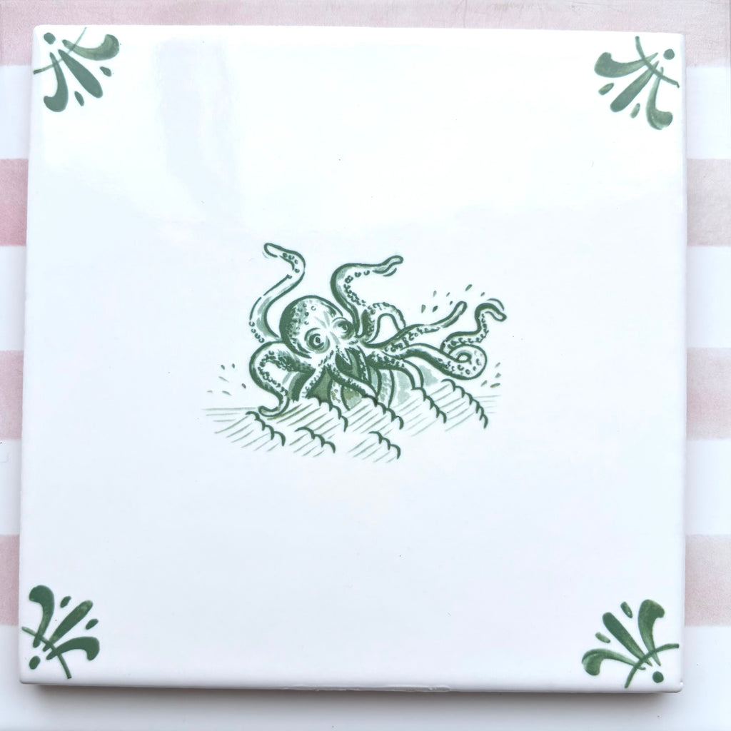 End of Line Kraken Delft Tile, Green