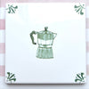 End of Line Moka Pot Delft Tile, Green