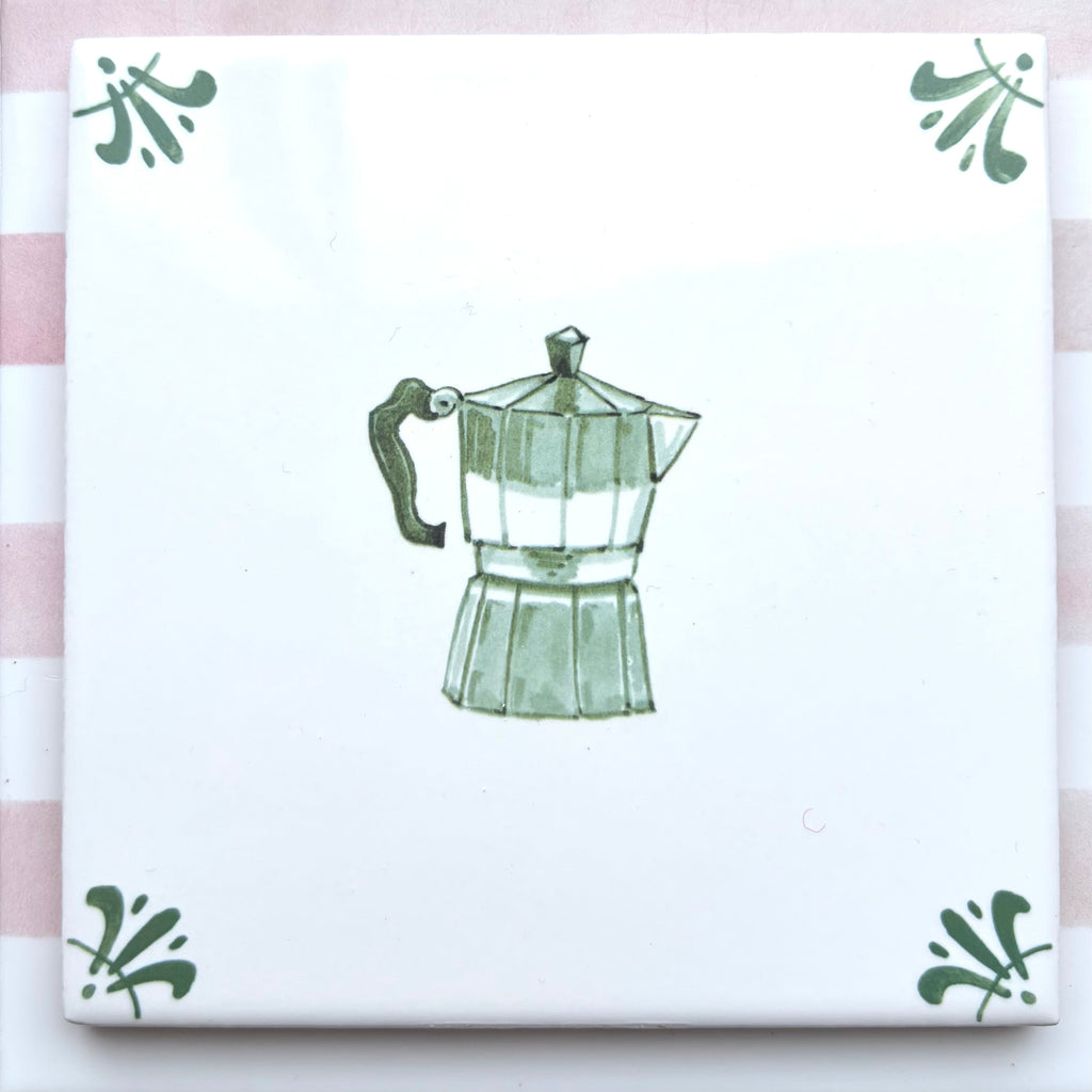 End of Line Moka Pot Delft Tile, Green