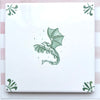 End of Line Dragon Delft Tile, Green