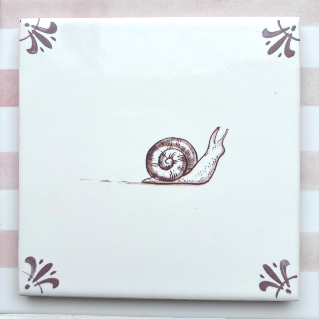 End of Line, Snail Delft Tile, Manganese