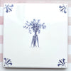 End of Line, Bunch of Carrots Delft Tile, Navy Blue