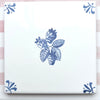 End of Line Wild Strawberries Delft Tile, Blue