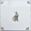 15cm Seconds Rabbit Delft Tile, Sepia