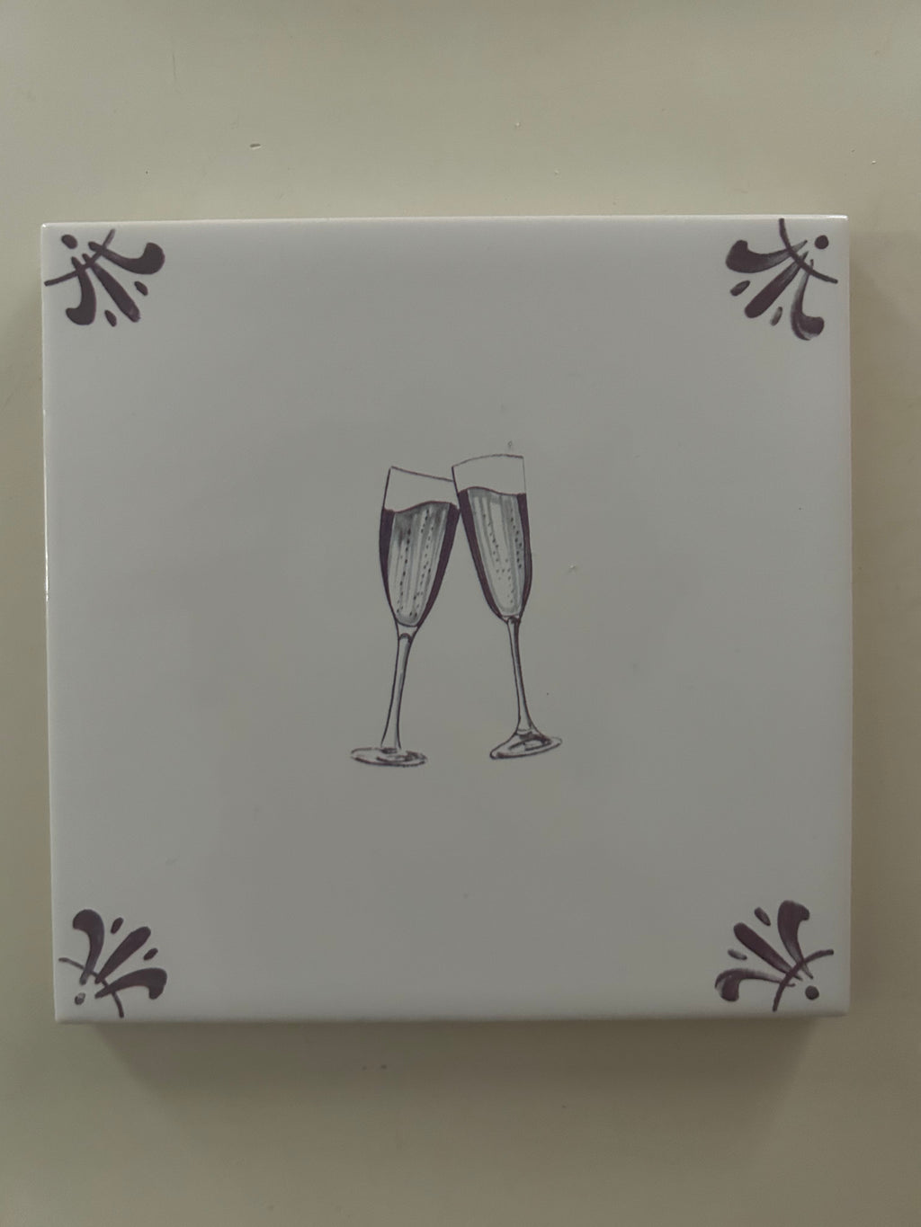 End of Line Let's Celebrate Delft Tile - Manganese 12.5cm