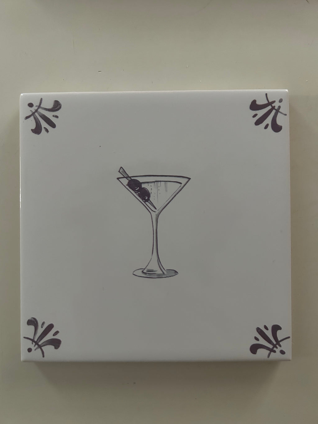 End of Line Extra Dirty Martini Delft Tile - Manganese 12.5cm