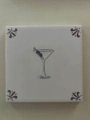 End of Line Extra Dirty Martini Delft Tile - Manganese 12.5cm