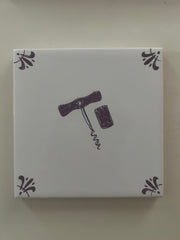 End of Line Cork Screw Delft Tile - Manganese 12.5cm