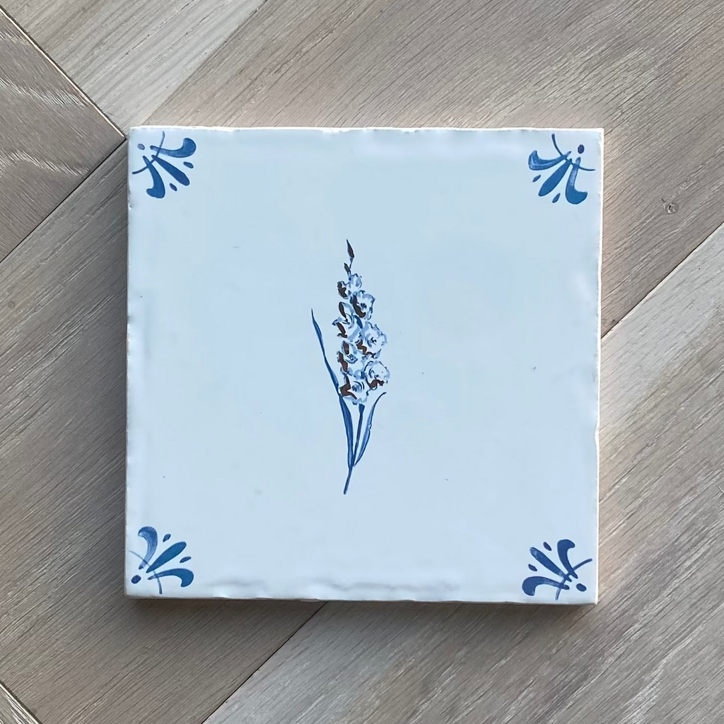 End of Line, Gold Lustre Tile, Gladioli