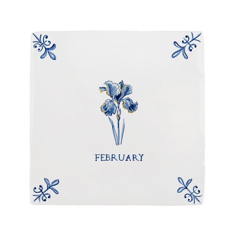 Iris Delft Tile, Gold Lustre