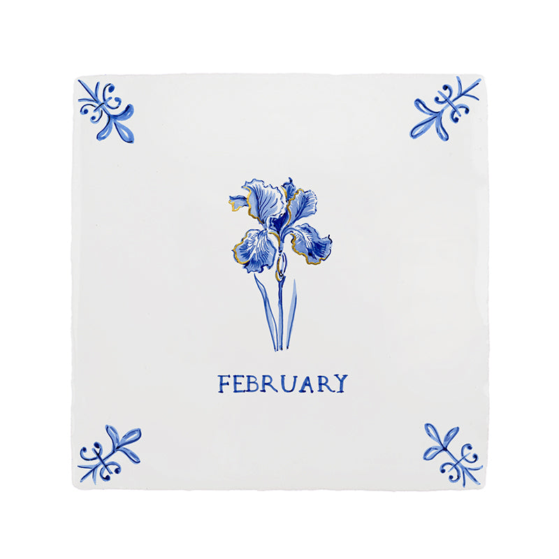 Iris Delft Tile, Gold Lustre